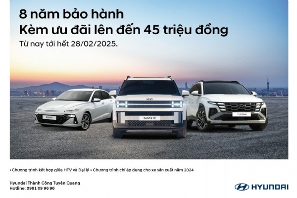 HYUNDAI THÀNH CÔNG TRIỂN KHAI CHƯƠNG TRÌNH ƯU ĐÃI KÉP BẢO HÀNH DÀI HẠN – GIẢM GIÁ ĐẾN 45 TRIỆU ĐỒNG